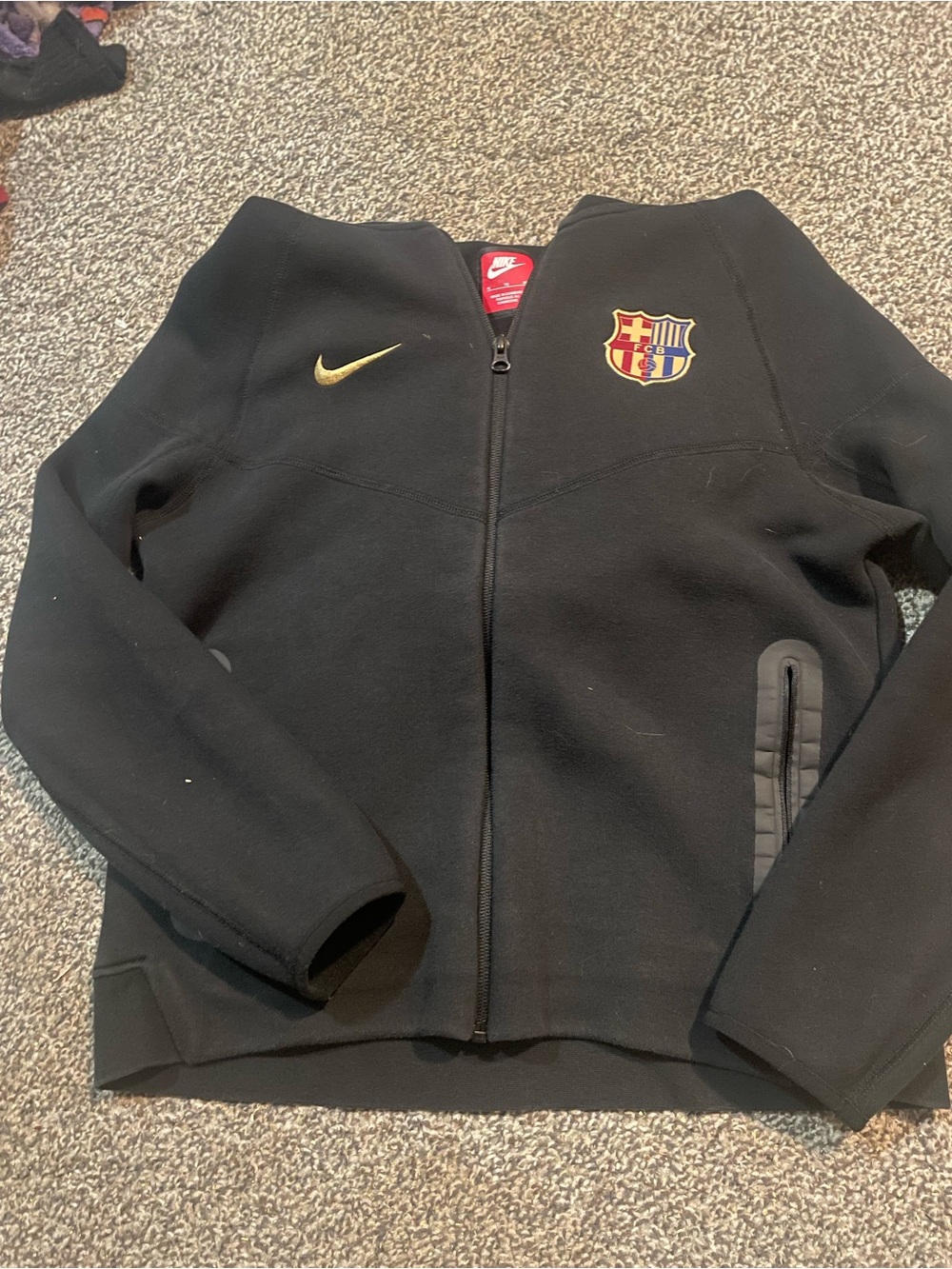 Nike Black Kids' FC Barcelona Zip-Up Jacket with Gold Swoosh